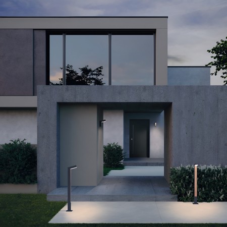 Bollard Redo Woody, metal, dark grey, LED, 10W, 650 lumens, warm white 3000K, H.92 cm, IP54