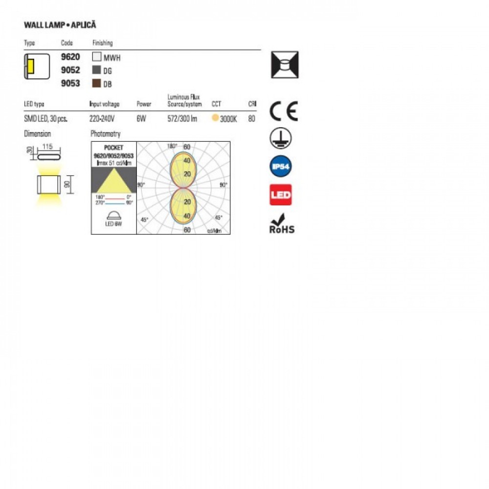 Wall lamp Redo Klippe, metal, sand white, LED, 6,5W, 398 lumens, warm white 3000K, IP54