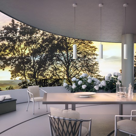 Pendant lamp Redo Klou, metal, sand white, LED, 9W, 542 lumens, warm white 3000K, D.8 cm, IP54