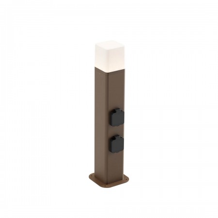 Bollard Redo Volt, metal, corten, 2 power sockets, LED, 13W, 895 lumens, warm white 3000K, H.50 cm, IP54