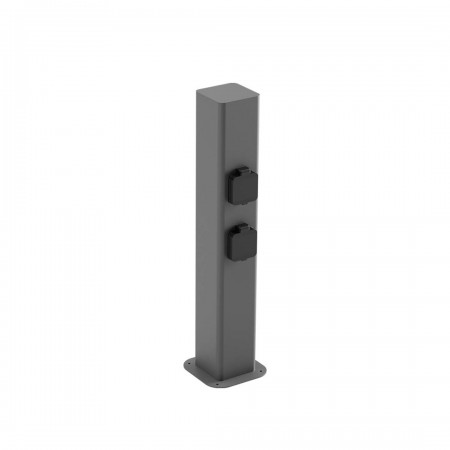 Bollard Redo Volt, metal, dark grey, 2 power sockets, H.50 cm, IP54