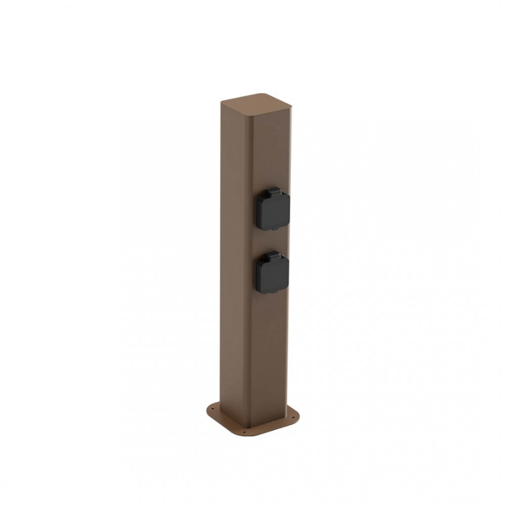 Bollard Redo Volt, metal, corten, 2 power sockets, H.50 cm, IP54