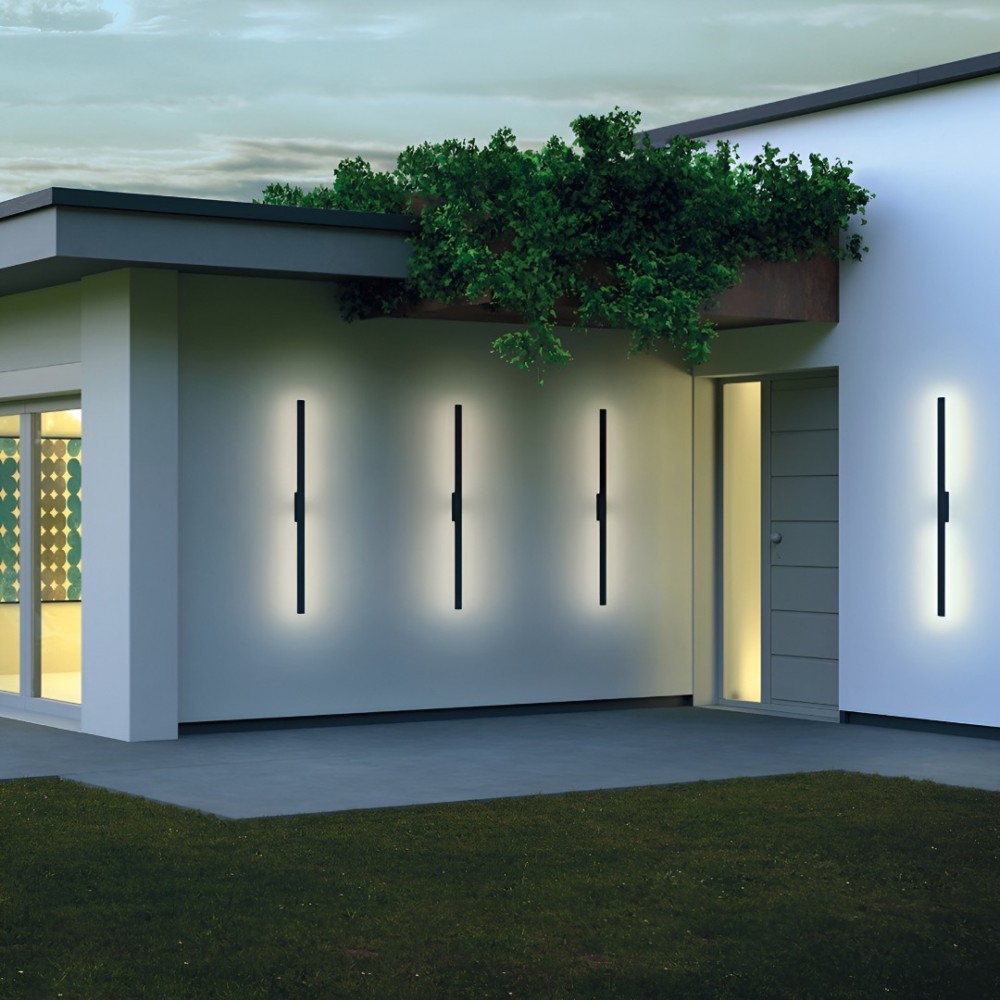 Wall lamp Redo Reflexa, metal, sand black, LED, 24W, 1643 lumens, warm white 3000K, H.144 cm, IP54