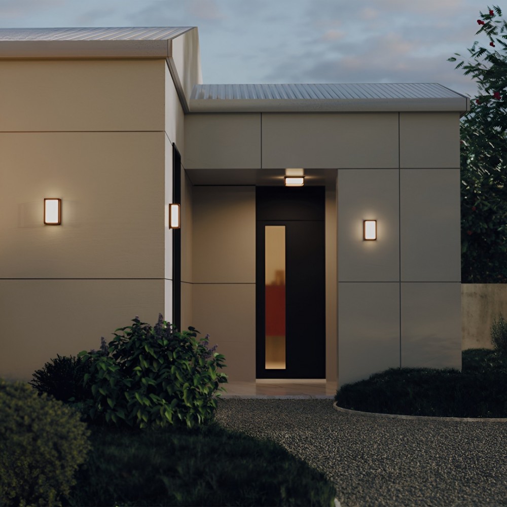 Wall lamp Redo Quadris, metal, corten, LED CCT, 12W, 913 lumens, warm white 2700K/3000K, H.24 cm, IP54