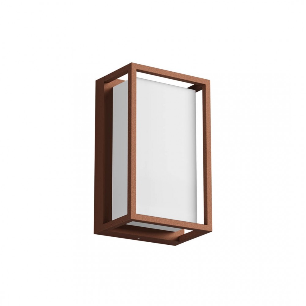 Wall lamp Redo Quadris, metal, corten, LED CCT, 12W, 913 lumens, warm white 2700K/3000K, H.24 cm, IP54