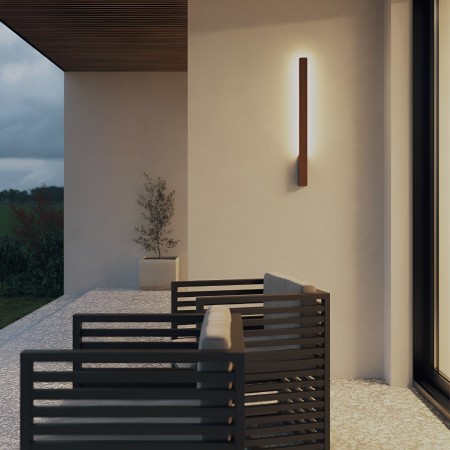 Wall lamp Redo Reflexa, metal, corten, LED, 6W, 437 lumens, warm white 3000K, H.62 cm, IP54