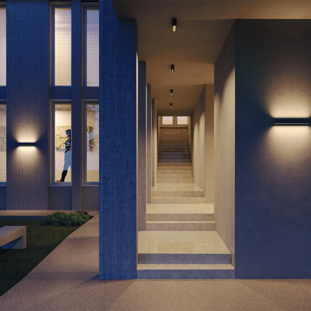 Wall lamp Redo Aroos, metal, dark grey, LED, 30W, 1936 lumens, warm white 3000K, L.38 cm, IP65