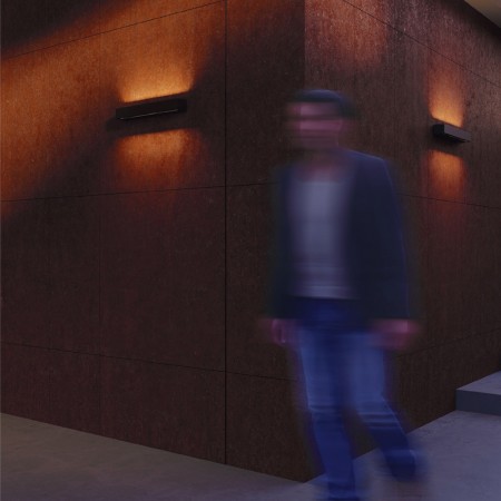 Wall lamp Redo Aroos, metal, corten, LED, 41W, 2622 lumens, warm white 3000K, L.55 cm, IP65