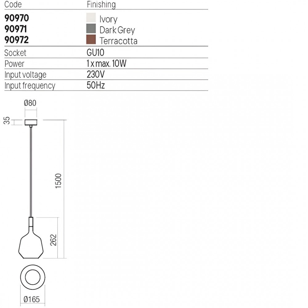 Suspension Redo Potter, metal, concrete, dark grey, 1XGU10, D.16 cm, IP65