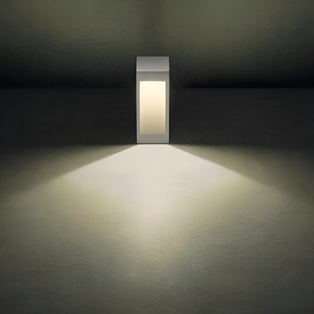 Bollard Redo Toss, concrete, ivory, LED, 10W, 741 lumens, warm white 3000K, H.30 cm, IP65