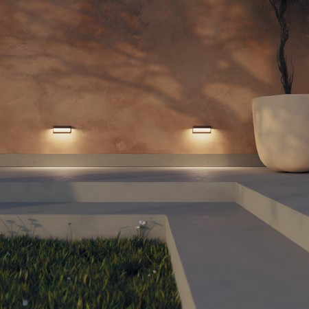 Step light Redo Kant, metal, sand black, LED CCT, 3W, 187 lumens, warm white 2700K/3000K, L.12 cm, IP65