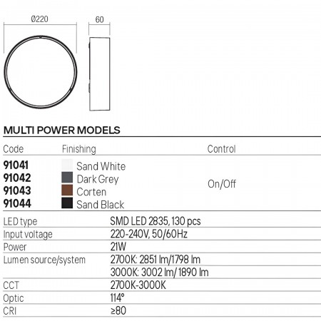 Ceiling lamp Redo Nox, metal, sand black, LED CCT, max.21W, 1607 lumens, warm white 2700K/3000K, D.22 cm, IP65