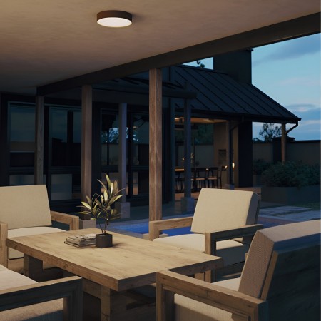 Ceiling lamp Redo Nox, metal, corten, LED CCT, max.21W, 1607 lumens, warm white 2700K/3000K, D.22 cm, IP65