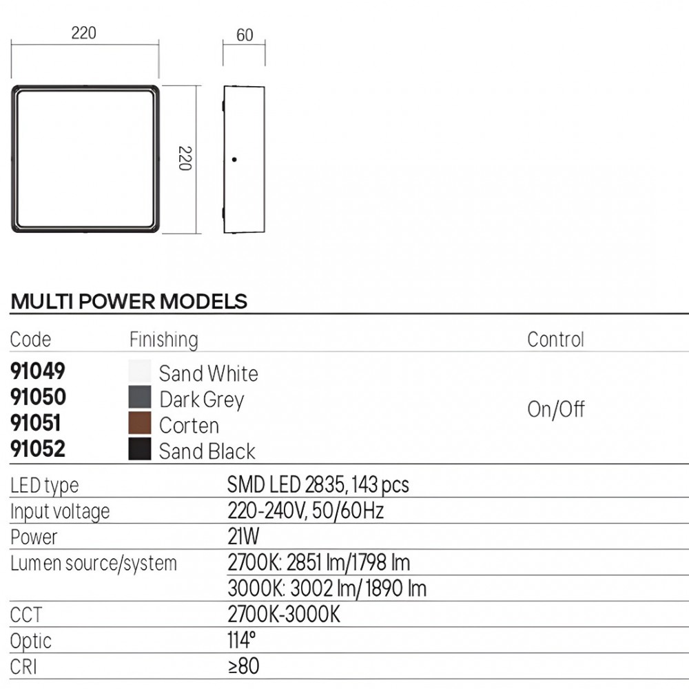 Ceiling lamp Redo Nox, metal, sand white, LED CCT, max.21W, 2383 lumens, warm white 2700K/3000K, L.22 cm, IP65