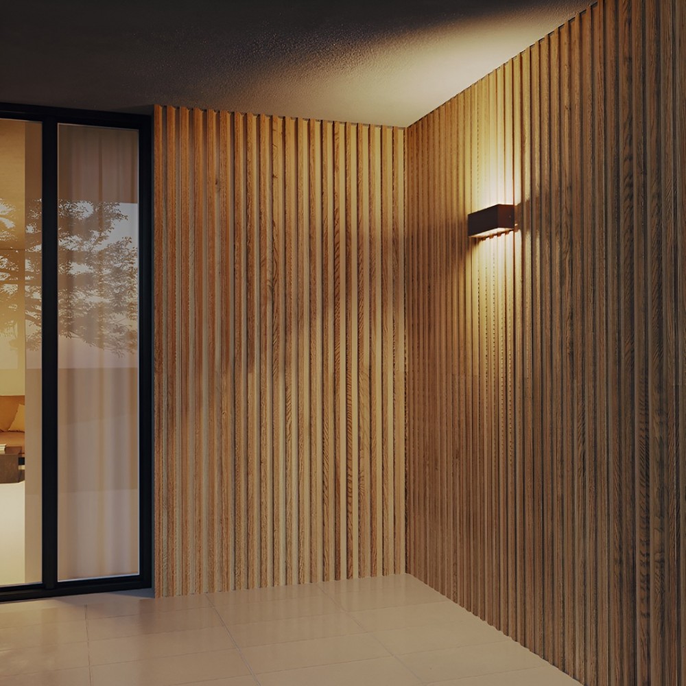 Wall lamp Redo Limas, metal, corten, LED CCT, 24W, 1678 lumens, warm white 2700K/3000K, L.22 cm, IP65