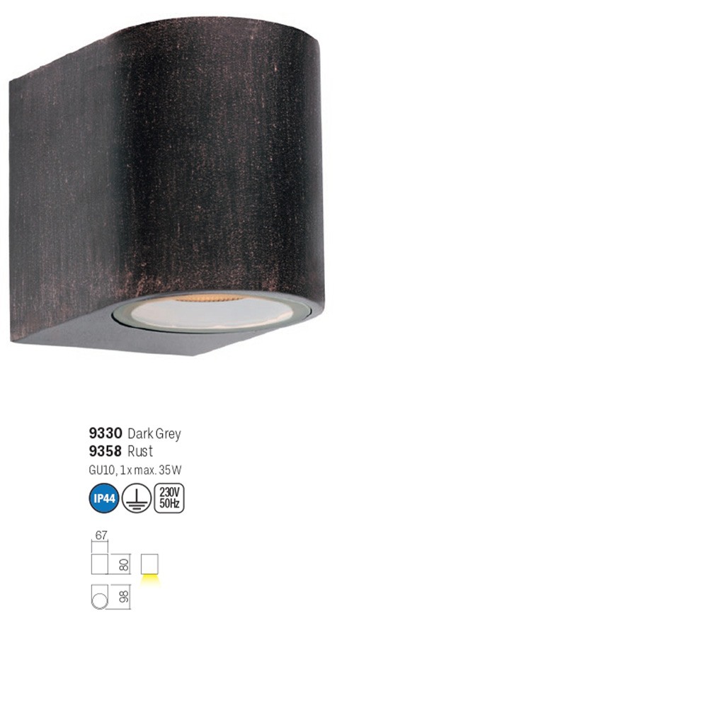 Wall lamp Smarter Scan, metal, rust, 1XGU10, H.8 cm, IP44