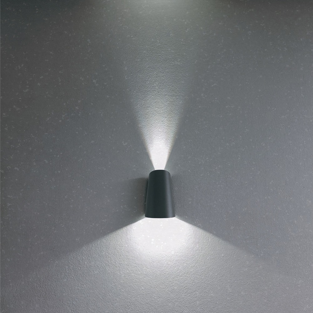 Wall lamp Redo Twill, metal, dark grey, LED, 11W, 532 lumens, warm white 3000K, H.17 cm, IP65