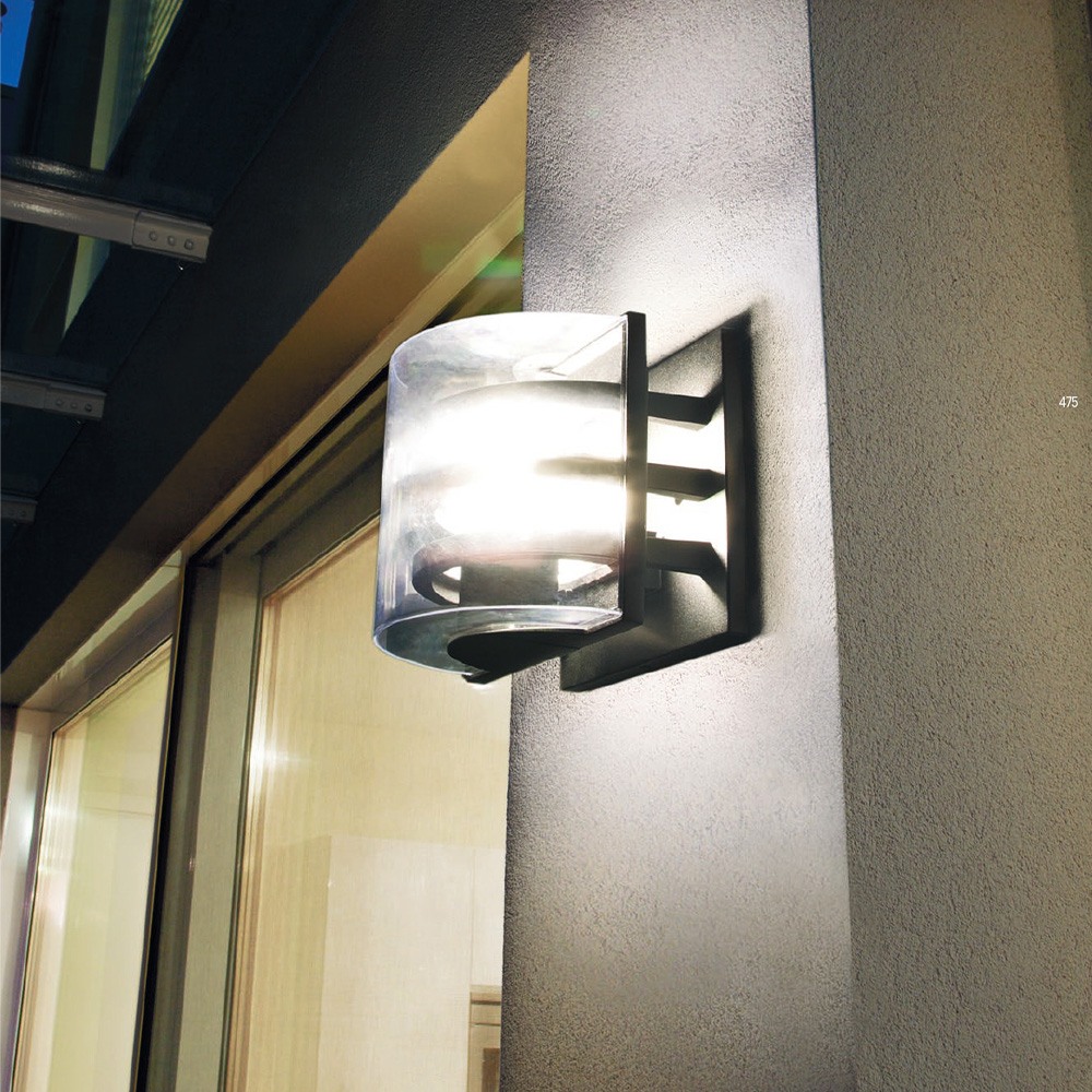 Wall lamp Smarter Marano, metal, polycarbonate, matt black, 1XE27, H.17 cm, IP44