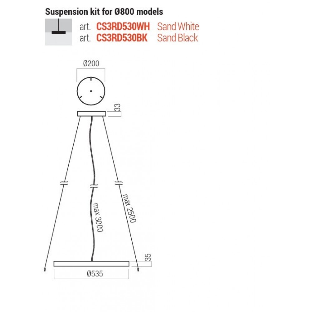 Suspension kit Redo Dama, metal, sand white, D.80 cm