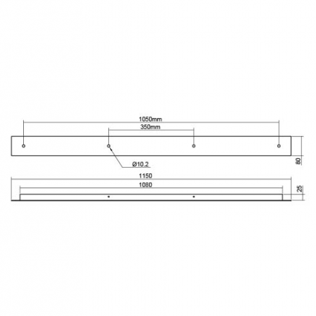 Linear canopy Redo, metal, sand white, L.115 cm