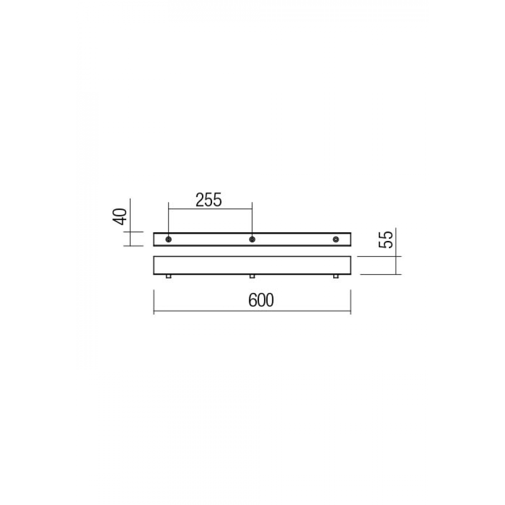 Linear canopy Redo, metal, sand black, L.60 cm