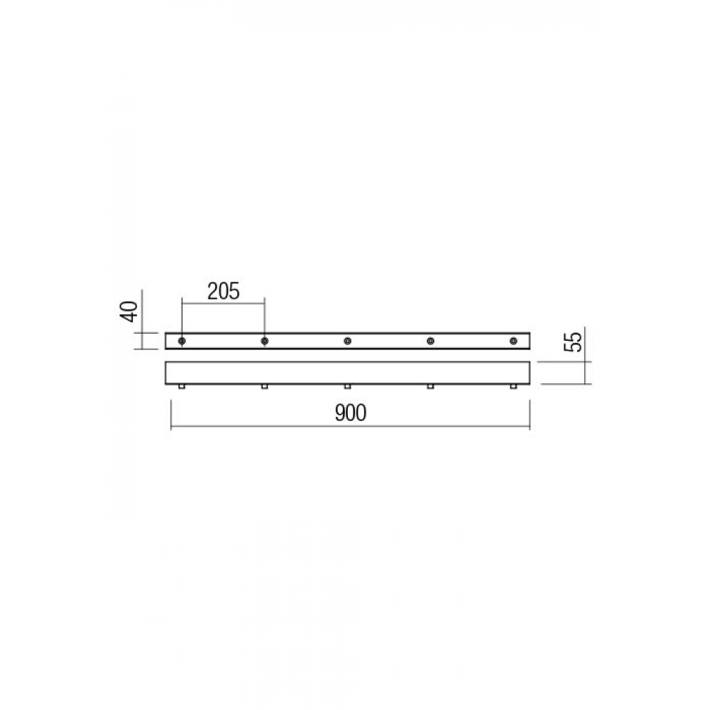 Linear canopy Redo, metal, sand black, L.90 cm