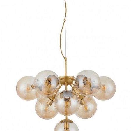 Suspension Smarter Agape, metal, glass, matt gold, 10XE14, D.59 cm