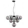 Suspension Smarter Agape, metal, smoky glass, matt black, 10XE14, D.59 cm