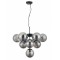 Suspension Smarter Agape, metal, smoky glass, matt black, 10XE14, D.59 cm