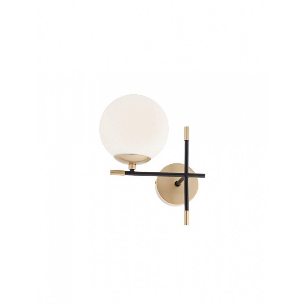 Wall lamp Smarter Essential, metal, opal glass, matt gold/matt black, 1XE14, H.28 cm