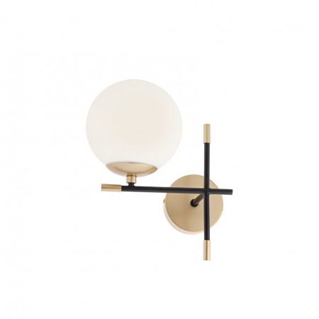 Wall lamp Smarter Essential, metal, opal glass, matt gold/matt black, 1XE14, H.28 cm