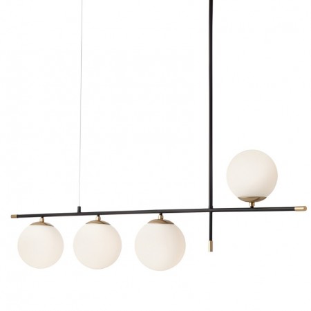 Suspension Smarter Essential, metal, opal glass, matt gold/matt black, 4XE14, L.120 cm