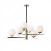 Suspension Smarter Essential, metal, opal glass, matt gold/matt black, 6XE14, D.75 cm
