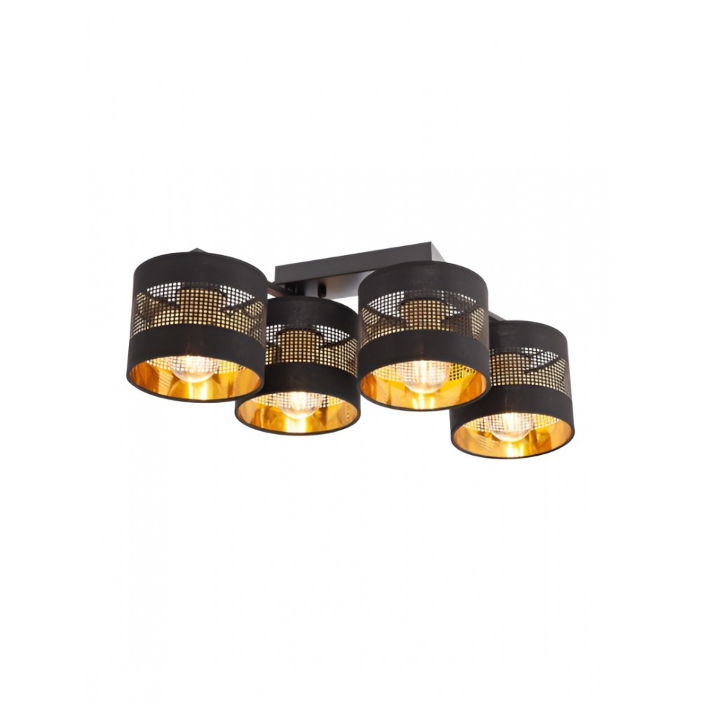 Ceiling lamp Smarter Flint, metal, matt black, 4XE27, L.57 cm