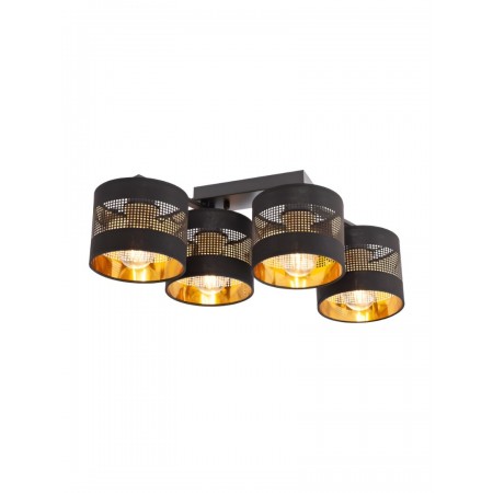 Ceiling lamp Smarter Flint, metal, matt black, 4XE27, L.57 cm