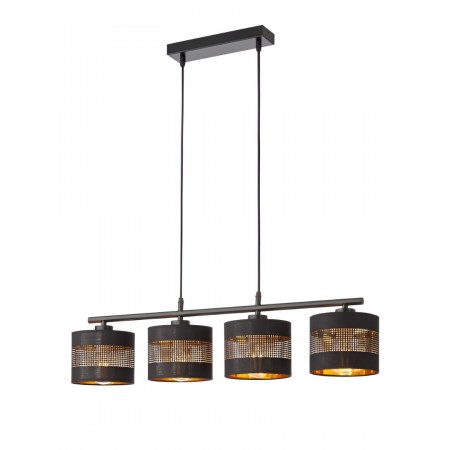 Suspension Smarter Flint, metal, matt black, 4XE27, L.77 cm