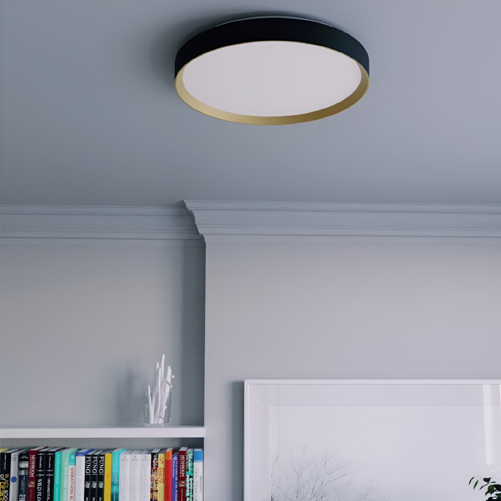 Ceiling lamp Smarter Caster, metal, black/matte gold, LED, 45W, 3088 lumens, neutral white 4000K, D.49 cm