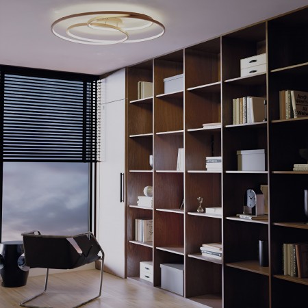 Ceiling lamp Smarter Centrix, metal, matt bronze, LED, 92W, 4918 lumens, warm white 3000K, D.80 cm