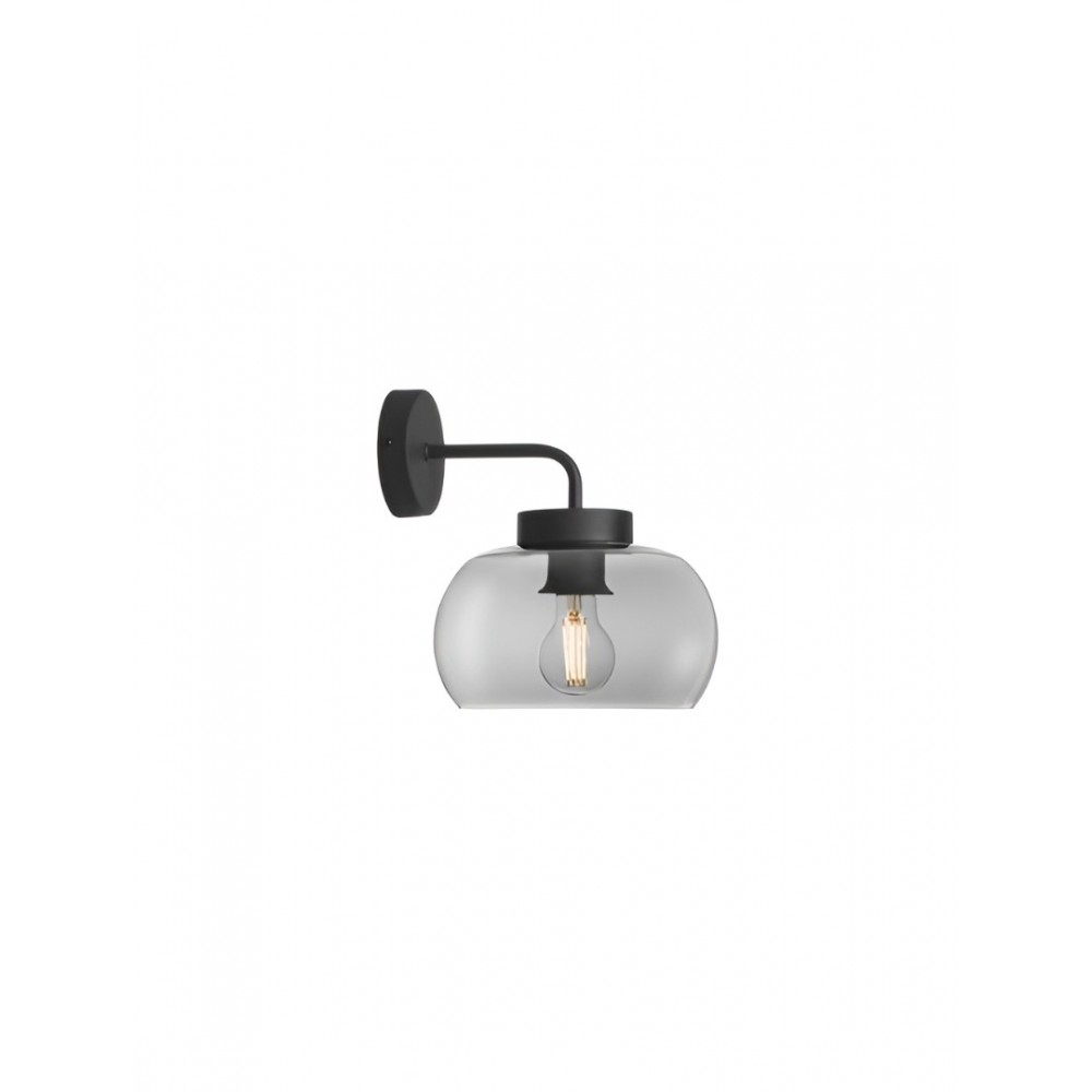 Wall lamp Smarter Croma, metal, smoke glass, sand black, 1XE27, H.24 cm