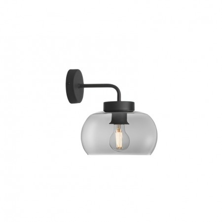 Wall lamp Smarter Croma, metal, smoke glass, sand black, 1XE27, H.24 cm