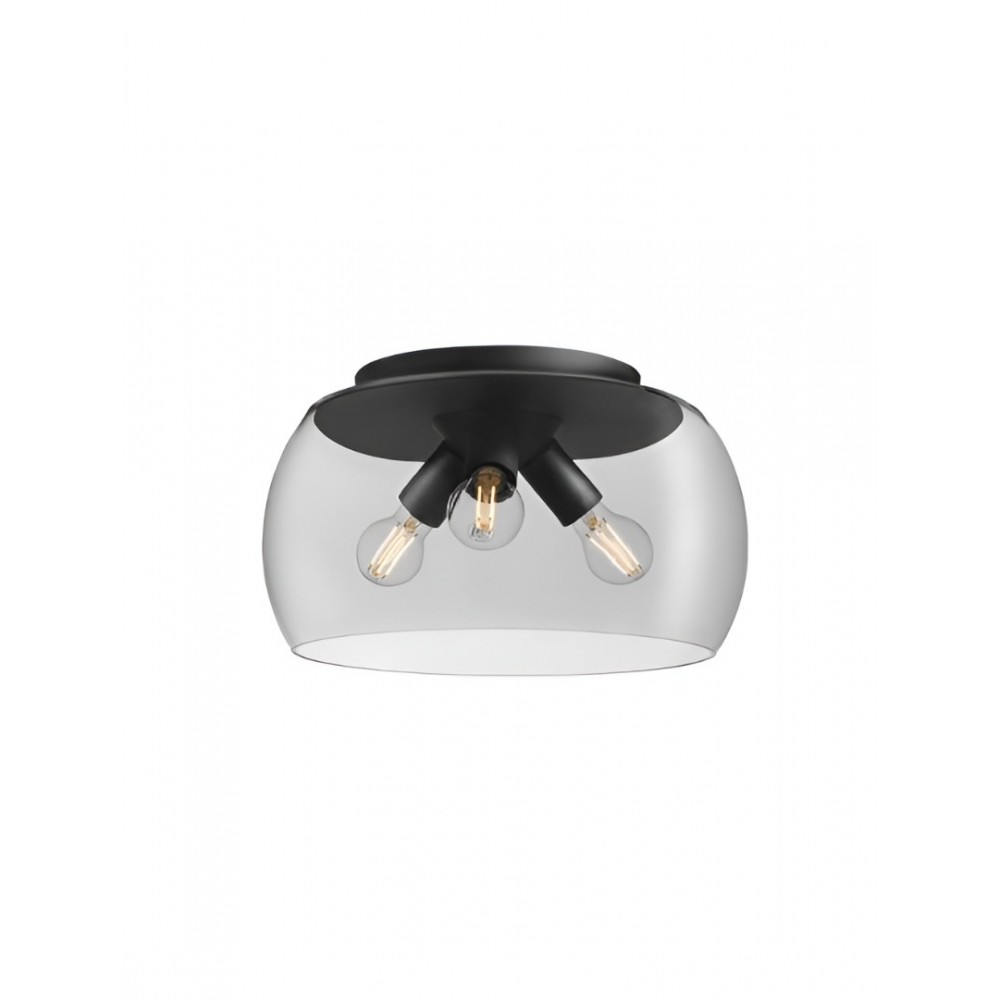 Ceiling lamp Smarter Croma, metal, smoke glass, sand black, 3XE27, D.40 cm