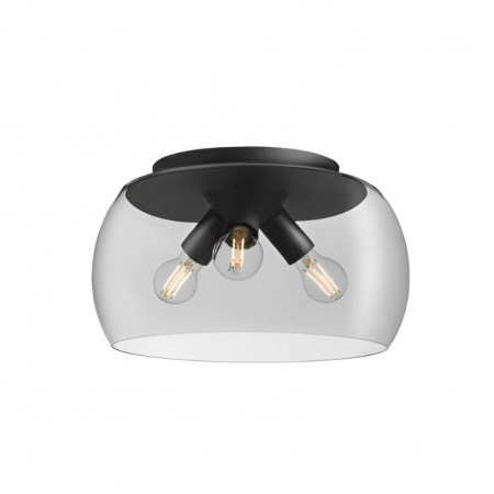 Ceiling lamp Smarter Croma, metal, smoke glass, sand black, 3XE27, D.40 cm