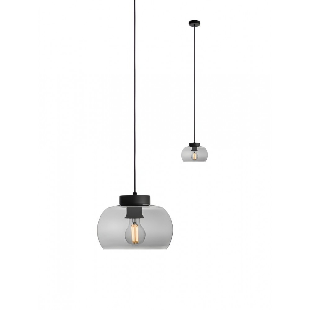 Suspension Smarter Croma, metal, smoke glass, sand black, 1XE27, D.22 cm