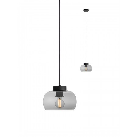 Suspension Smarter Croma, metal, smoke glass, sand black, 1XE27, D.22 cm