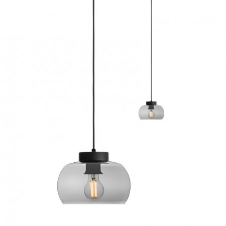 Suspension Smarter Croma, metal, smoke glass, sand black, 1XE27, D.22 cm