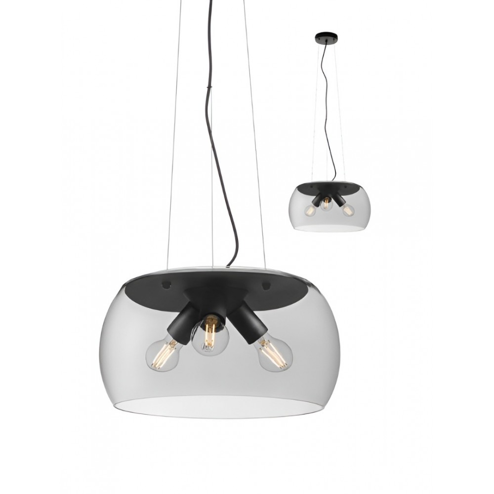 Suspension Smarter Croma, metal, smoke glass, sand black, 3XE27, D.40 cm