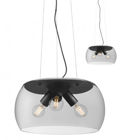 Suspension Smarter Croma, metal, smoke glass, sand black, 3XE27, D.40 cm