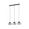 Suspension Smarter Croma, metal, smoke glass, sand black, 3XE27, L.68 cm