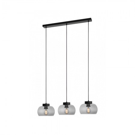 Suspension Smarter Croma, metal, smoke glass, sand black, 3XE27, L.68 cm