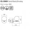 Wall lamp Smarter Boldy, metal, smoke glass, sand black, 1XE14, H.21 cm